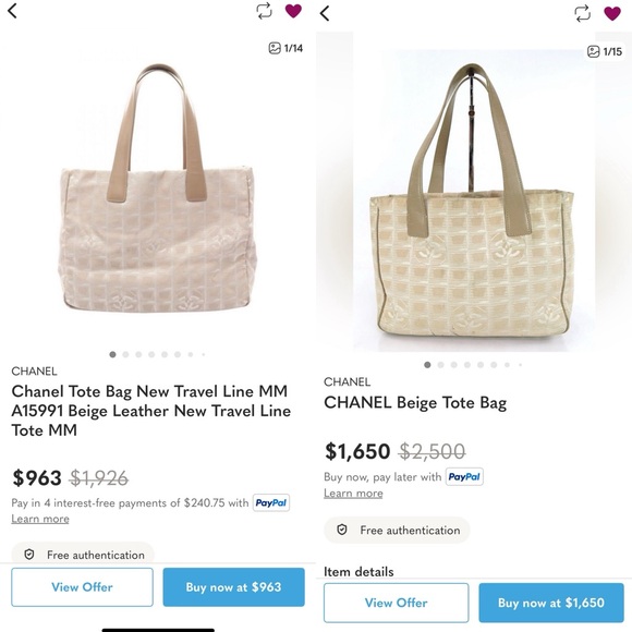 AUTHENTIC CHANEL Travel Line Beige CC Nylon, Leather Tote Bag - Picture 13 of 16